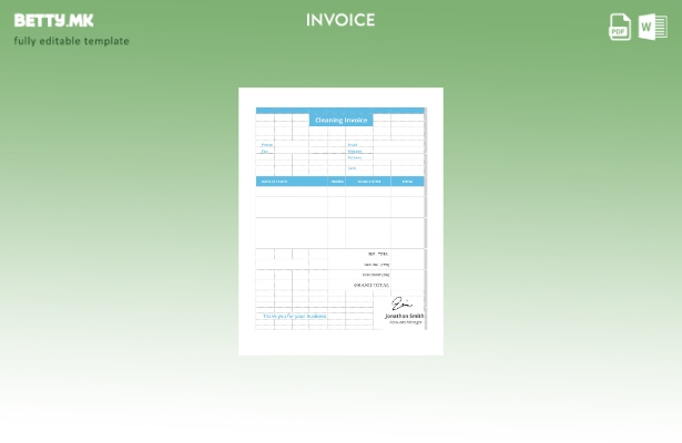 Шаблон за фактура за чистење примерок во модерен стил